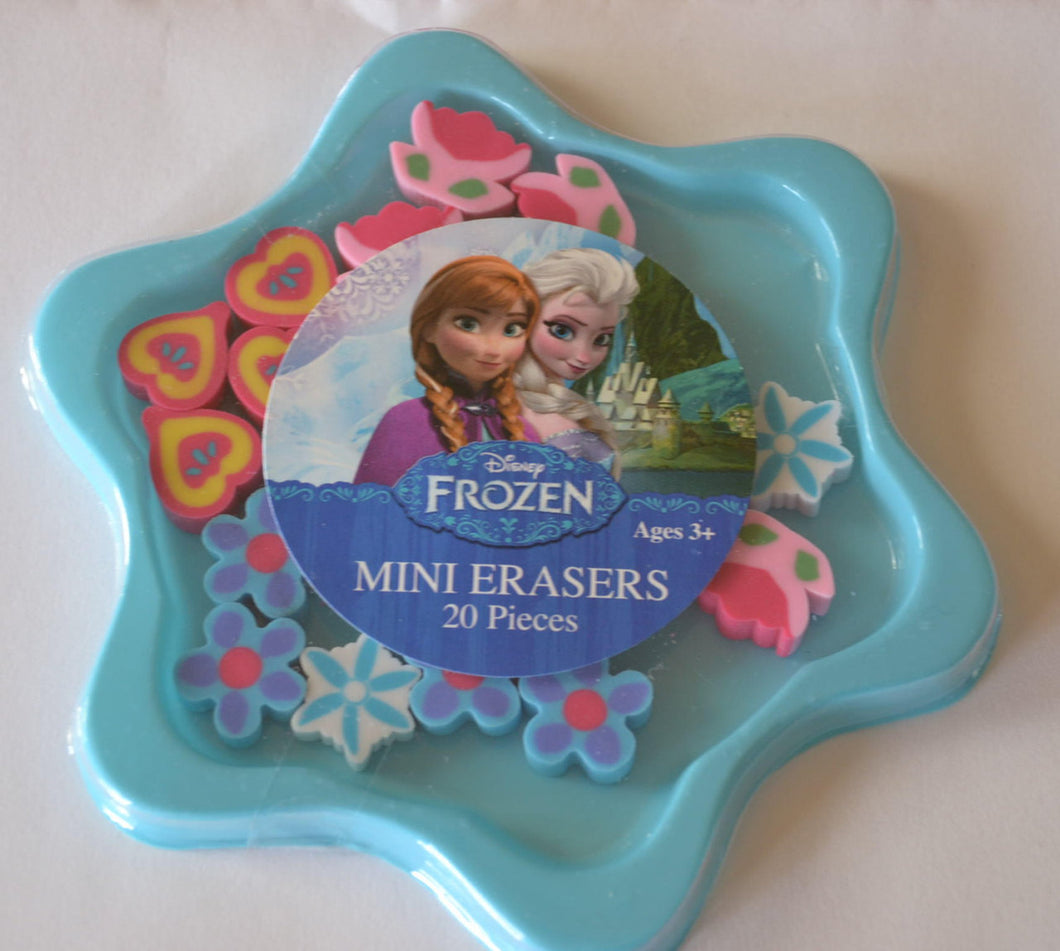 Frozen HEARTS & SNOWFLAKES Mini Erasers Set 20 Pieces Party Favors