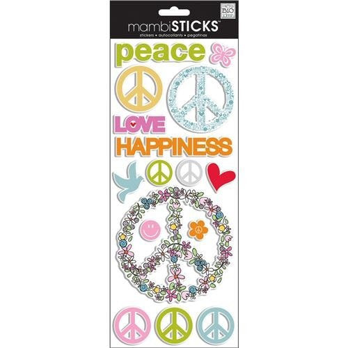 Groovy Mambi Sticks Puffy Stickers Sheet-Peace Scrapbook Stickers