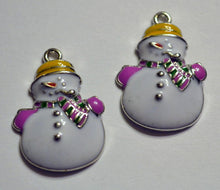 Load image into Gallery viewer, Frosty Snowman Christmas Holiday 2pc Enamel Charms Findings
