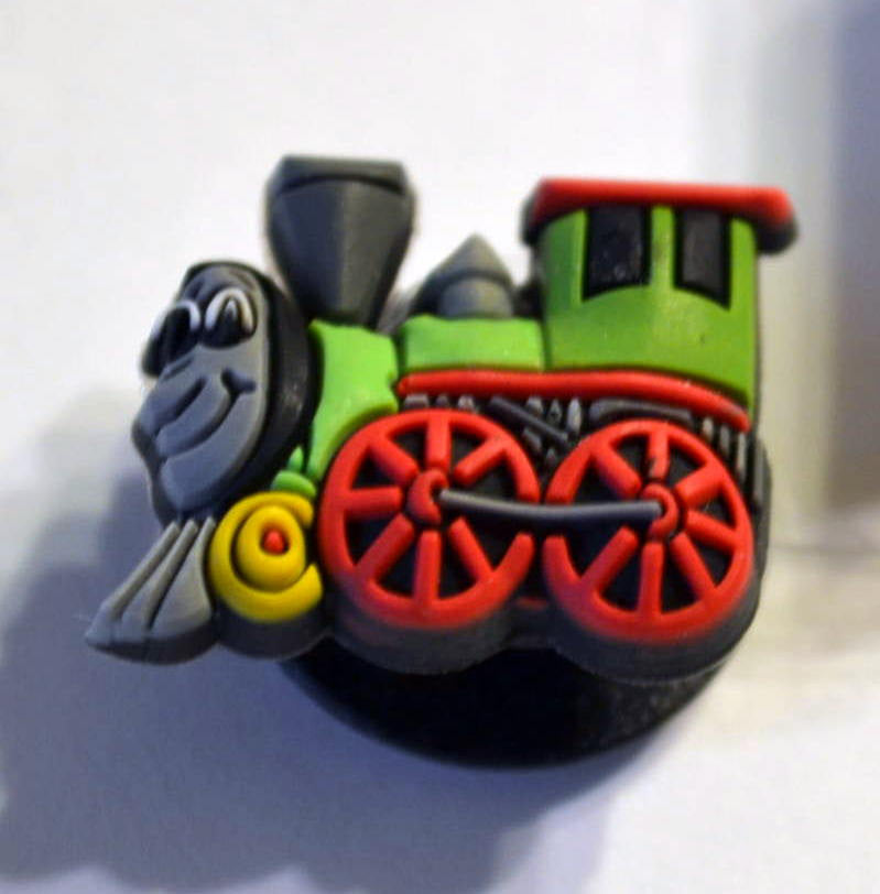 2006-07 Train Engine Jibbitz™ Shoe Charms will fit in Clog type shoes with holes