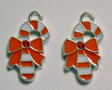 Load image into Gallery viewer, Candy Cane Christmas Holiday 2pc Enamel Charms Findings
