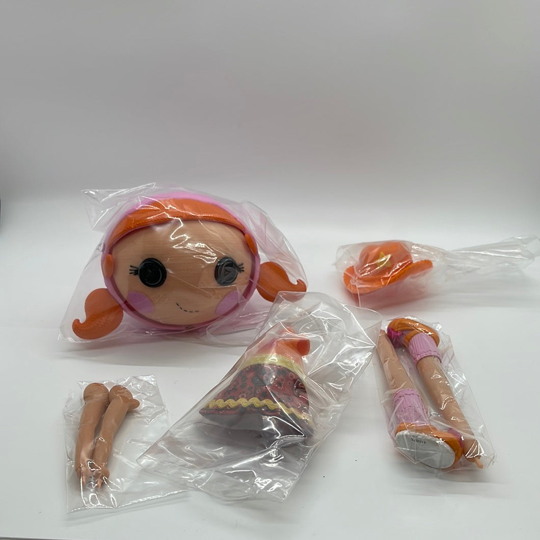 MGA  Lalaloopsy Doll Orange Curly Hair Pig-tails Button Eyes Pink Hat #4 (Pre-owned)