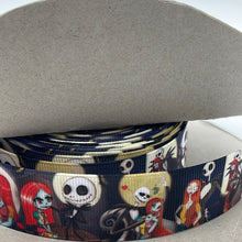 Load image into Gallery viewer, Black Skeleton Nightmare Couple Christmas Red 1&quot; Ribbon 3 yards
