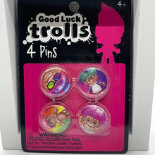 Load image into Gallery viewer, Dreamworks 2015 Pinback Pins Good Luck Trolls Birthday Party Badges Favors  (Set of 4)
