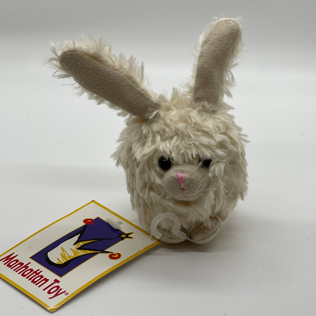 Manhattan Toys 2010 Puffball Pals Ivory Bunny Rabbit 3.5