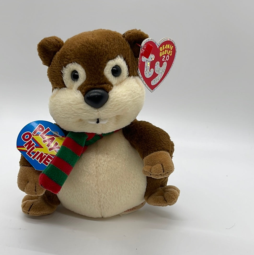 Ty Beanie Baby 2.0 Collection Holiday Yule The Beaver Buck Tooth