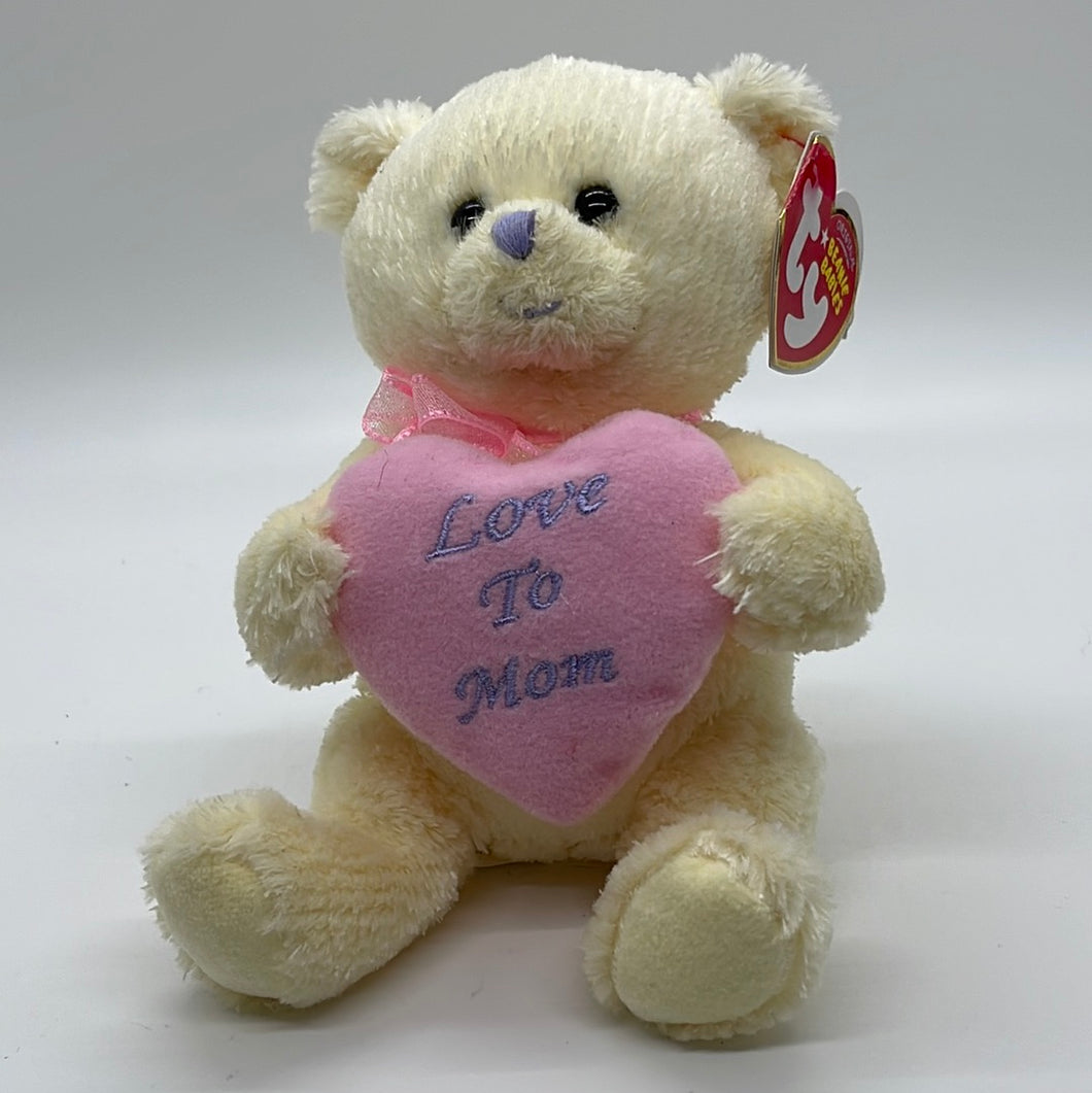 Ty Beanie Baby Love to  Mom Beige Bear Pink Heart (Retired)