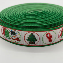 Load image into Gallery viewer, Holiday Ornament Reindeer, Bells, Christmas Tree 7/8&quot; Ribbon 3 yards
