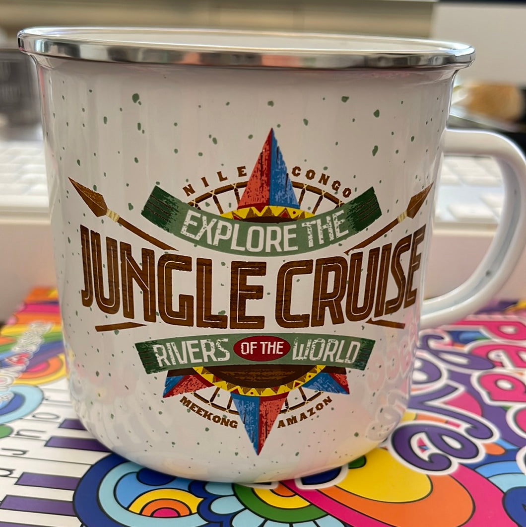 Explore the Jungle Cruise Rivers of the World 21oz Enamel Tin Cup Mug