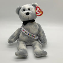 Load image into Gallery viewer, Ty Beanie Baby New Year 2008 Bear Silver Black Bow Tie (Retired)

