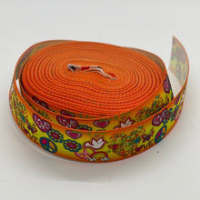 Load image into Gallery viewer, Hippie Love Peace Sign Orange Rainbow 7/8&quot; Ribbon 3 yards
