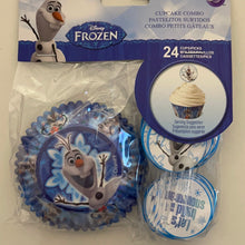 Load image into Gallery viewer, Wilton Disney Frozen Olaf Cupcake Combo Kit Liners &amp; Pics
