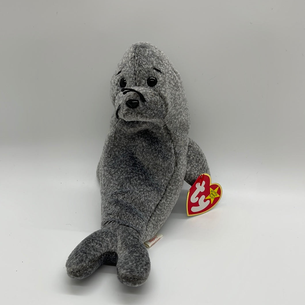 Ty Beanie Baby Gray Slippery The Seal (Retired)