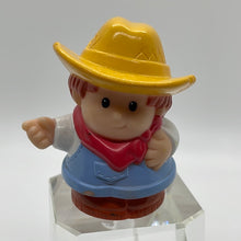 Load image into Gallery viewer, Fisher Price 1999 Little People Farmer Yellow Hat Red Scarf Figure (Pre-Owned) #4 Open Bottom
