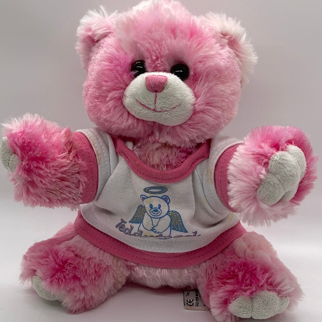 The Bear Factory 2001 Pink Teddy Bear with Angel t-shirt Plush Stuffed Animal (pre-owned)