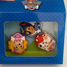 Load image into Gallery viewer, Nickelodeon Paw Patrol Jibbitz™ will fit in Clog type shoes Shoe Charms 3pc Chase, Skye, Marshall
