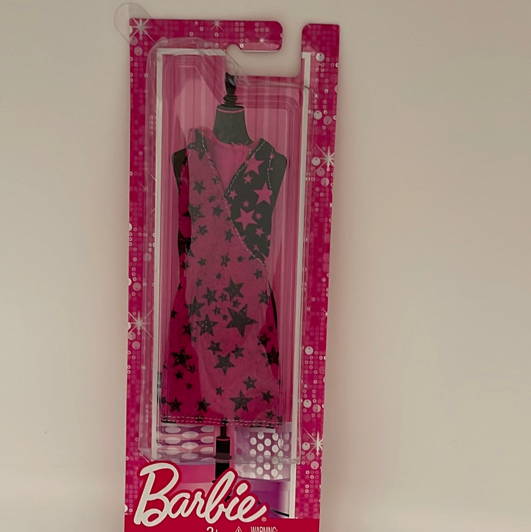 Barbie 2012 Fashionistas Hot Pink Fushia Dress Black Stars Sleeveless Dress