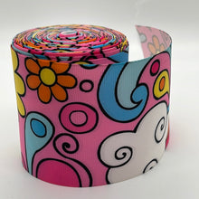 Load image into Gallery viewer, Hippie Pink Floral Splash 3&quot; Rainbow Printed Ribbon Sold by the Yard
