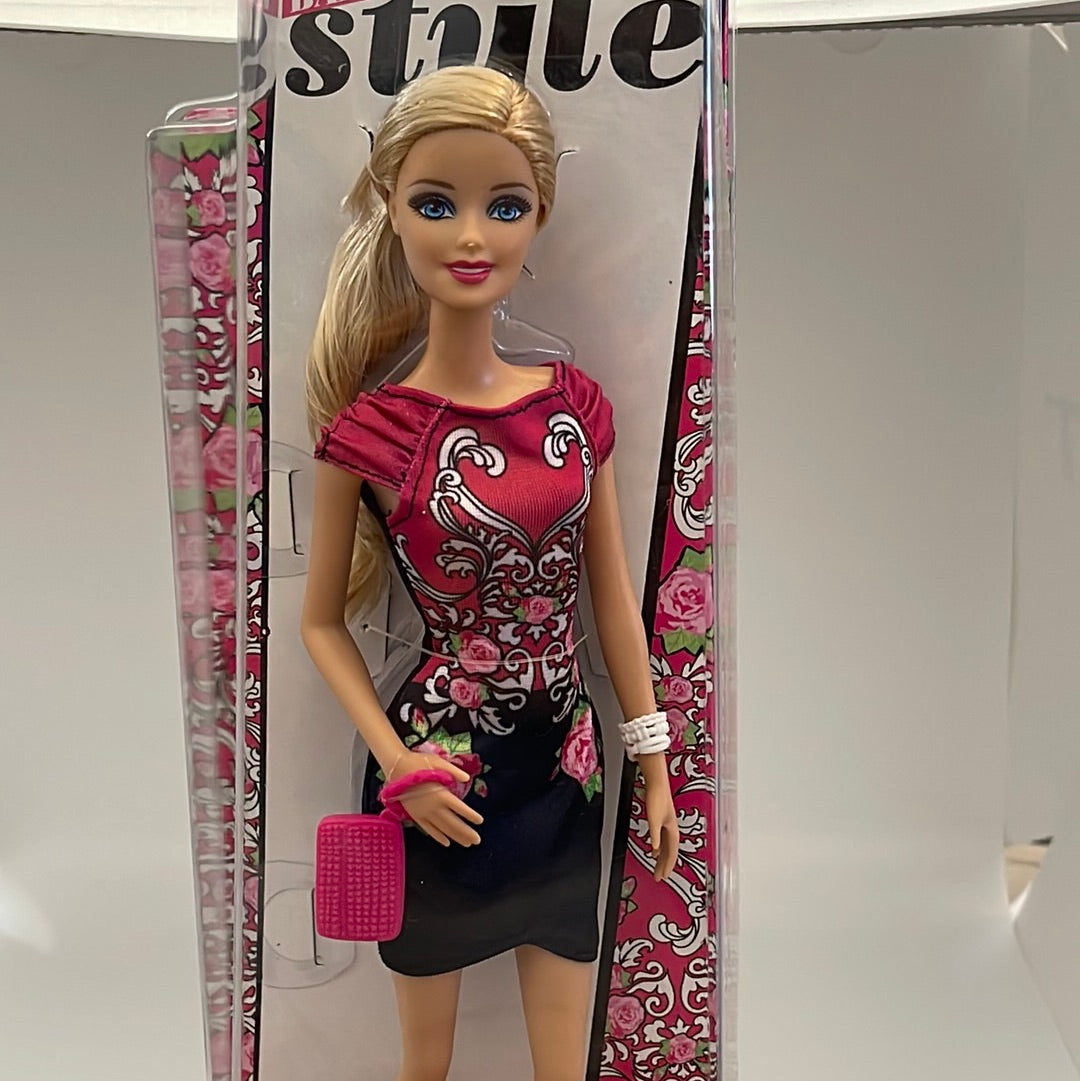 Mattel 2013 Fashionistas Barbie Doll Black And Pink Floral Dress