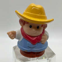 Load image into Gallery viewer, Fisher Price 1999 Little People Farmer Yellow Hat Red Scarf Figure (Pre-Owned) #4 Open Bottom
