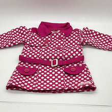 Load image into Gallery viewer, American Girl Rainy Day Hot Pink &amp; White Polka Dot Trench Coat with Belt
