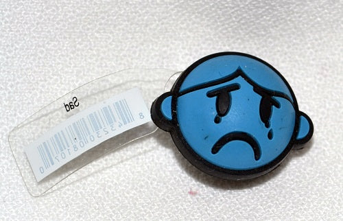Blue Sad Face Jibbitz™ will fit in Clog type shoes with holes Shoe Charm Expressions Emoji