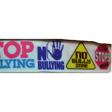 Load image into Gallery viewer, Mother &amp; Daughter Stop End No Bullying Bully Free Zone 7/8&quot; Ribbon Wristlet Keychain Bracelet

