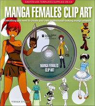 Load image into Gallery viewer, Manga Females Clip Art CD and Book Hardcover DIY Crafts
