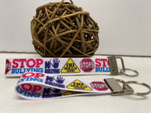 Load image into Gallery viewer, STOP Bullying Awareness GrosGrain Ribbon Wristlets Keychains Set
