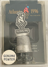 Load image into Gallery viewer, Vintage USA Fort 1996 Atlanta Olympic Genuine Pewter Thimble &amp; Case
