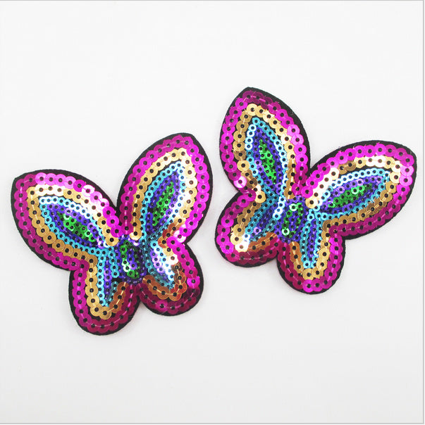 Metallic Sequin Butterfly Multicolor Hippie Iron Patch Applique 2.75