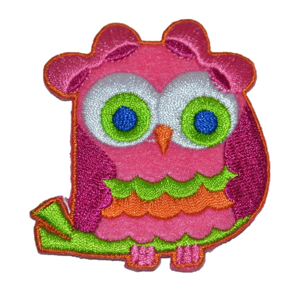 OWL Pink Pastel Girld Embroidered Iron-on Patch Applique 2.5