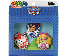 Load image into Gallery viewer, Nickelodeon Paw Patrol Jibbitz™ will fit in Clog type shoes Shoe Charms 3pc Chase, Skye, Marshall
