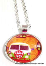 Load image into Gallery viewer, Hippie Peace Love Groovy Van Chain Charm Pendant Necklace

