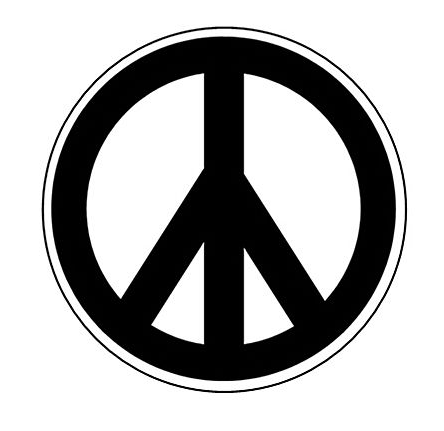 Retro Flashback - B & W Peace Sign Symbol Pin Button (1 inch)