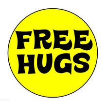 Load image into Gallery viewer, Retro Flashback - Free Hugs Yellow &amp; Black Pin Button (1 inch)
