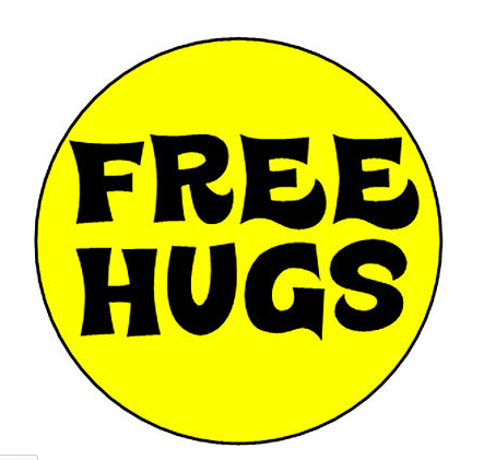 Retro Flashback - Free Hugs Yellow & Black Pin Button (1 inch)