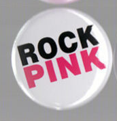 Load image into Gallery viewer, Retro Flashback - Rock Pink Cancer Awareness Pin Button (1 inch)
