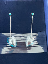 Load image into Gallery viewer, Swarovski Nectar Indicolite Pierced Crystal Drop Earrings 1098468
