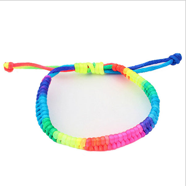 Friendship Rainbow Peace Braided Wristband Bracelet (Set of 2)