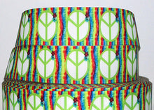 Load image into Gallery viewer, Hippie Peace Symbol Lime Green 7/8&quot; Ribbon 3 yards
