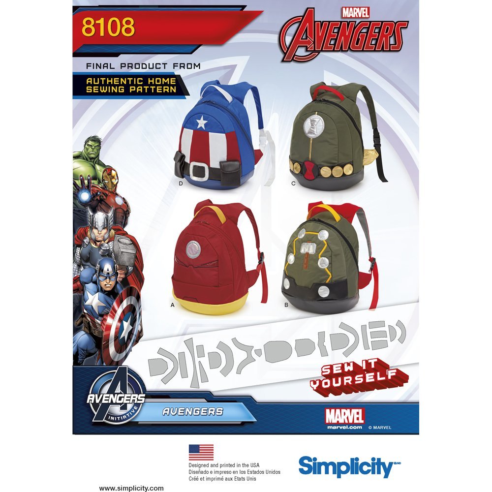 Simplicity 8108 Sewing Patterns Marvel Avengers Back Pack Bags