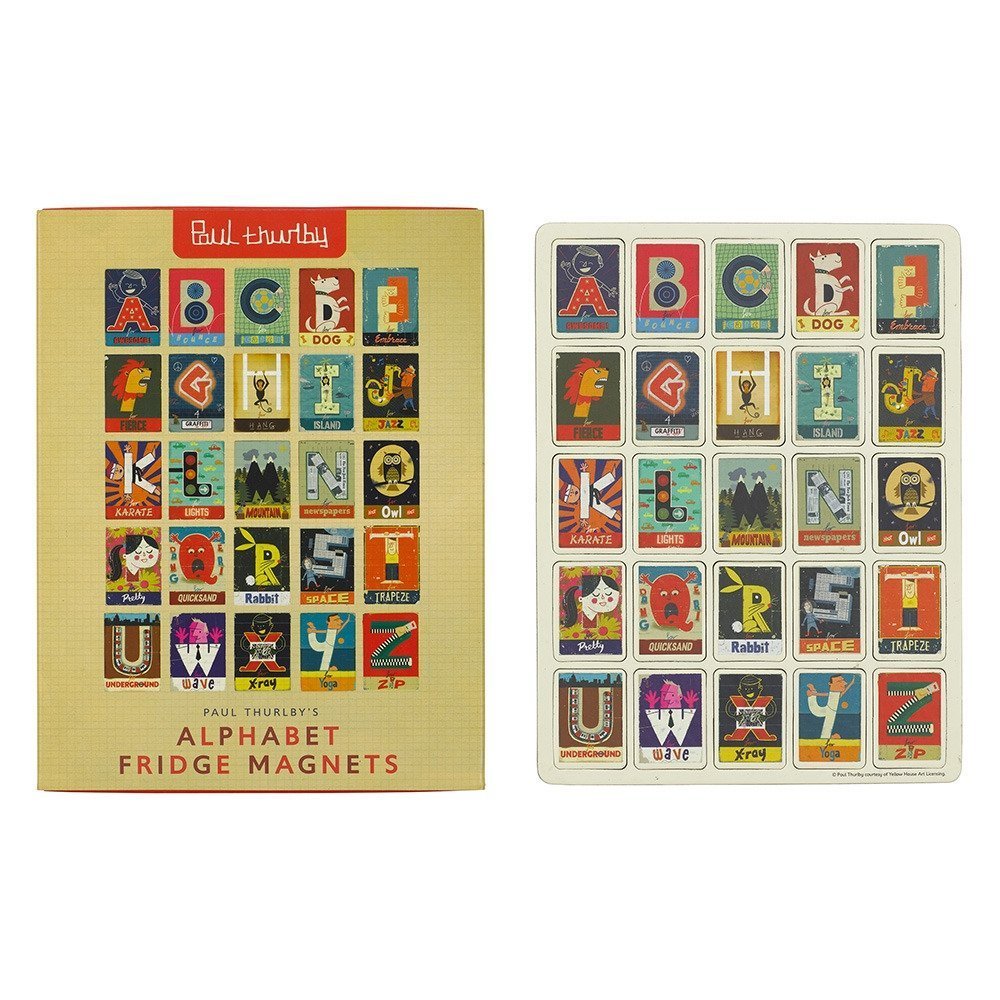 Paul Thurlby's 75 Colorful Illustrate Alphabet Fridge Magnet Set