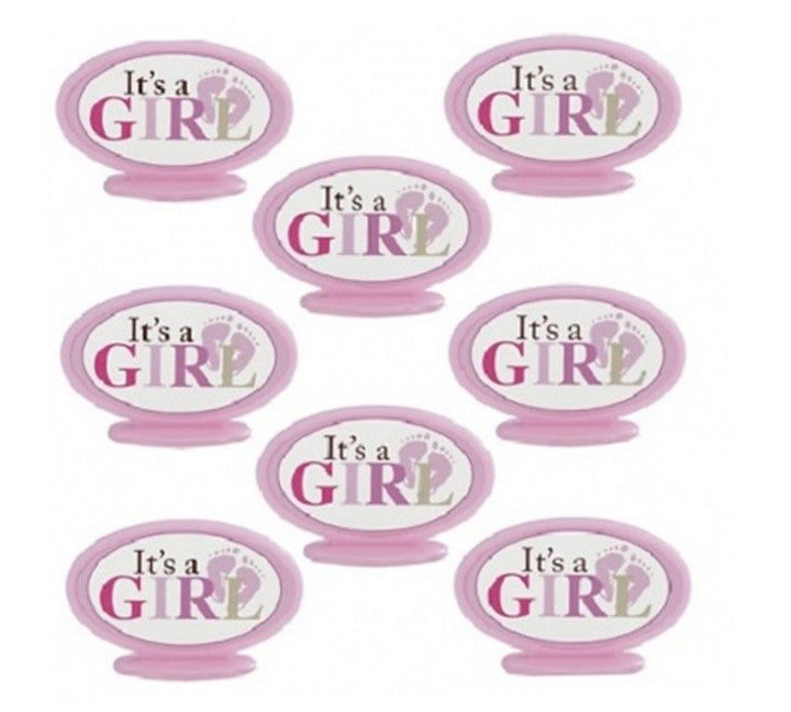 Wilton Cake Toppers It's a Girl Pink Ornaments 8 Pieces