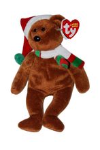 Load image into Gallery viewer, Ty Beanie Baby 2008 Brown Holiday Teddy Bear Santa Hat
