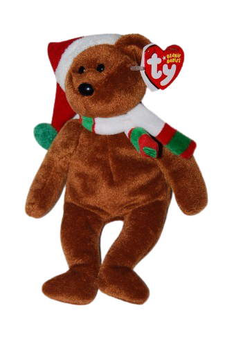 Ty Beanie Baby 2008 Brown Holiday Teddy Bear Santa Hat