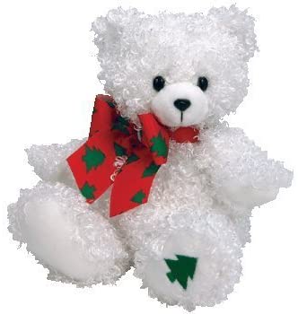 Ty Beanie Baby 2005 Merrybelle the Holiday Bear White Curly Bear