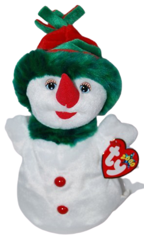 Ty 2000 Beanie Baby Snowgirl Carrot Nose Green Hat