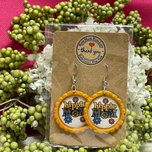 Load image into Gallery viewer, Hippie Mom Bottle Cap Retro 60&#39;s Dangle Fish-hook Earrings Handcrafted
